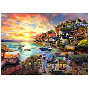 Puzzle Lara Croft la petite fille au bord de la mer 70x50 cm 1000 pièces